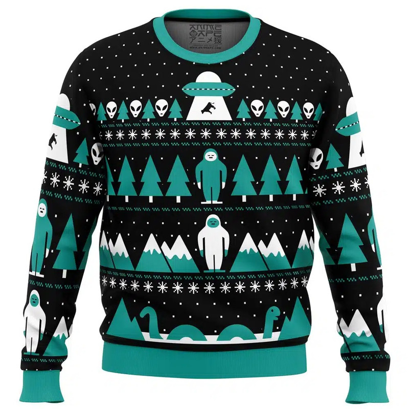 Paranormal Xmas Alien All Over Print Ugly Hoodie 3D Zip Hoodie 3D Ugly Christmas Sweater 3D Fleece Hoodie