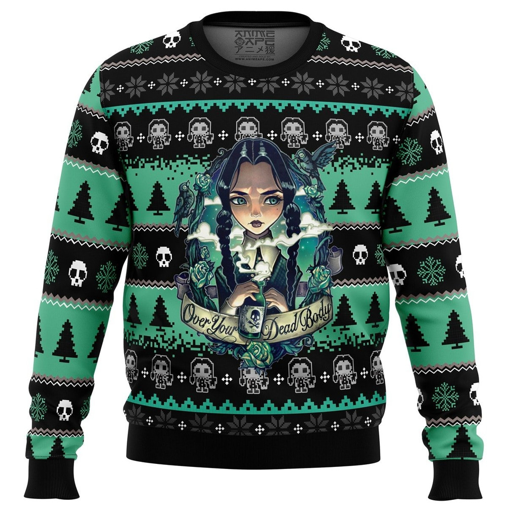 Wednesday Addams All Over Print Ugly Hoodie 3D Zip Hoodie 3D Ugly Christmas Sweater 3D Fleece Hoodie