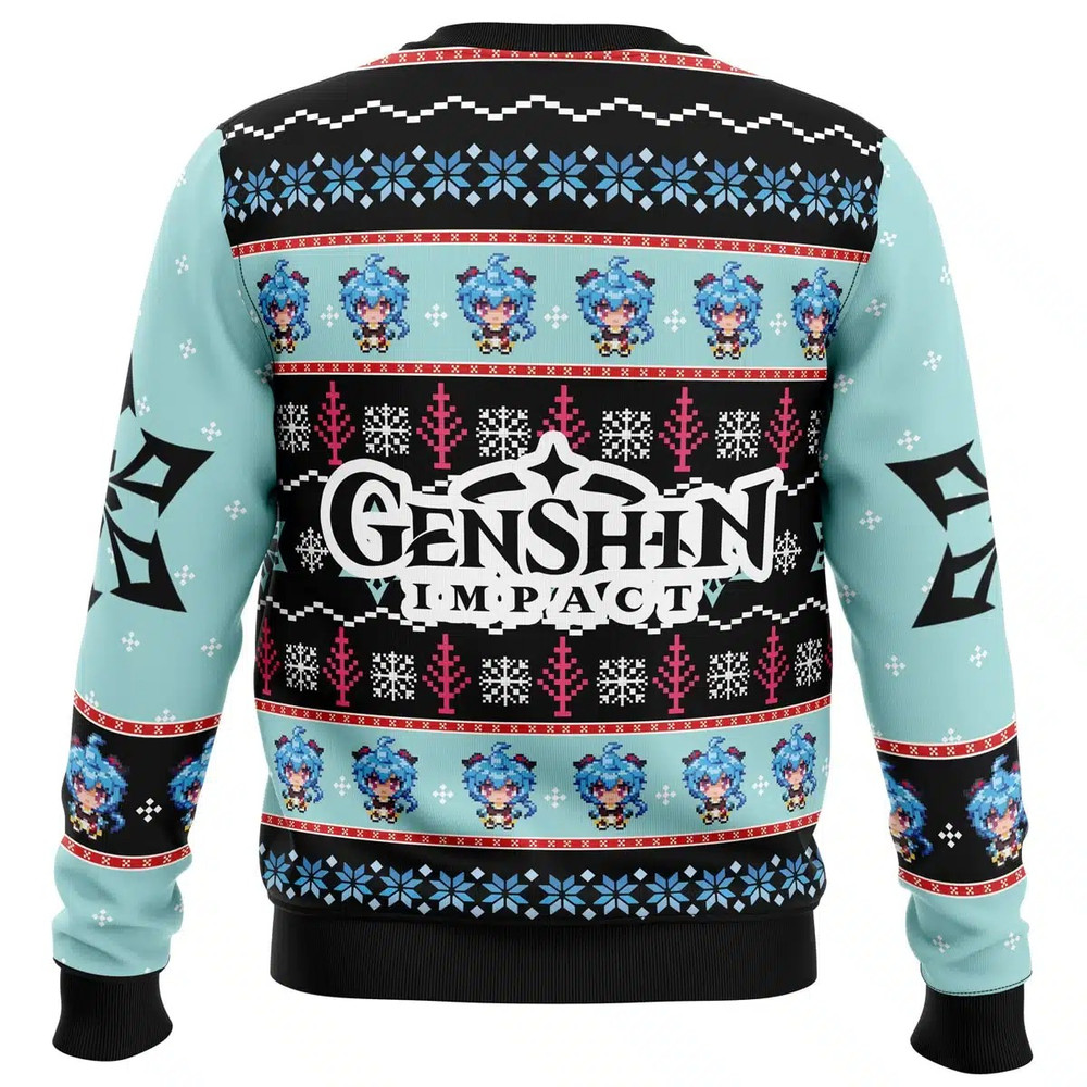 Ganyu Genshin Impact All Over Print Ugly Hoodie 3D Zip Hoodie 3D Ugly Christmas Sweater 3D Fleece Hoodie
