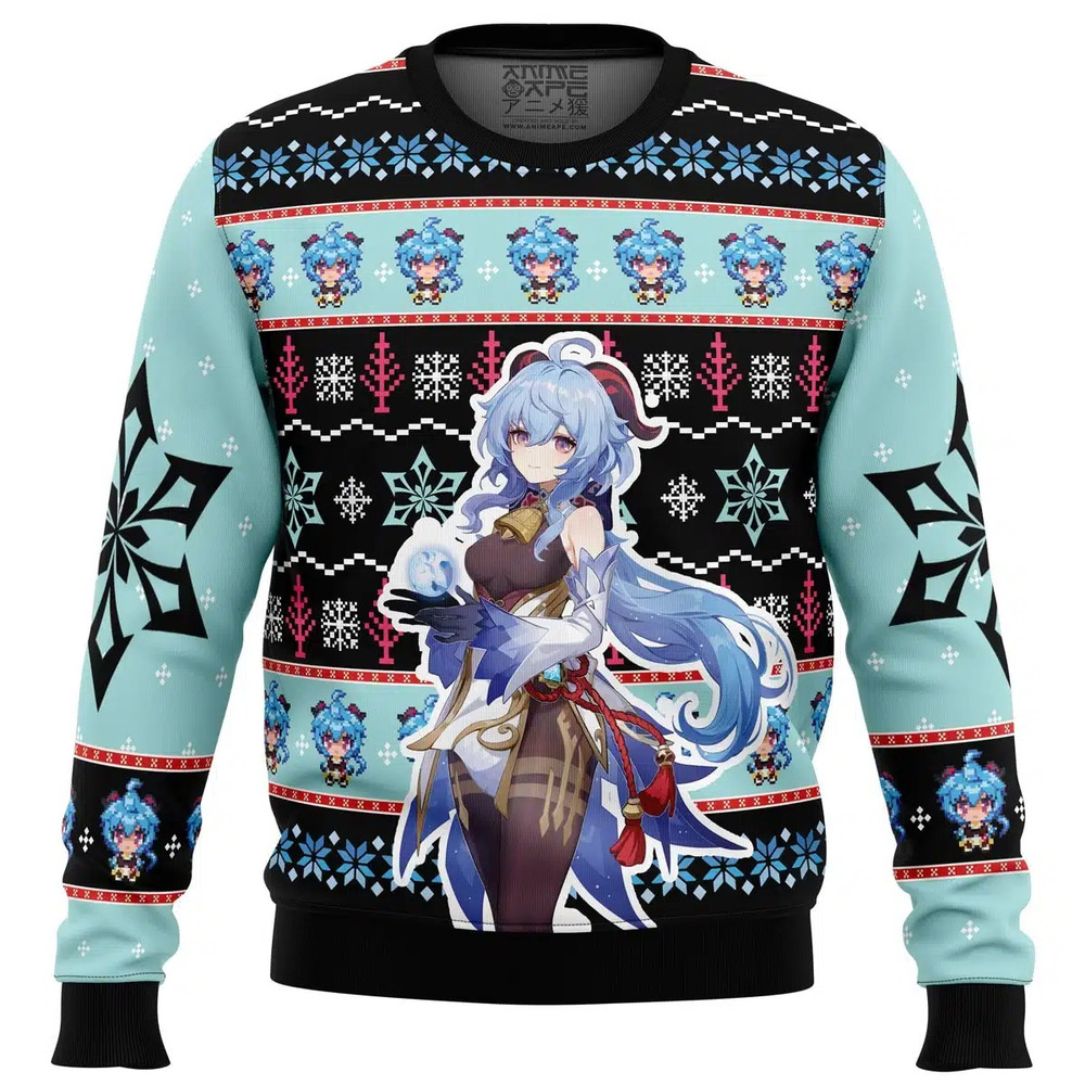 Ganyu Genshin Impact All Over Print Ugly Hoodie 3D Zip Hoodie 3D Ugly Christmas Sweater 3D Fleece Hoodie