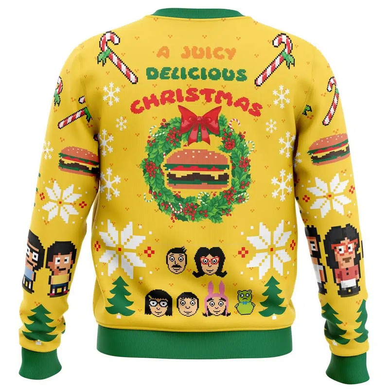 A Juicy Delicious Christmas Bob's Burgers Ugly Hoodie 3D Zip Hoodie 3D Ugly Christmas Sweater 3D Fleece Hoodie