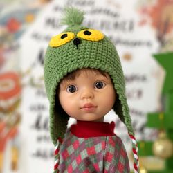 Mr. Grinch crocheted hat for Paola Reina doll, Meadowdolls Dumplings, Little Darling, Siblies for Halloween or Christmas
