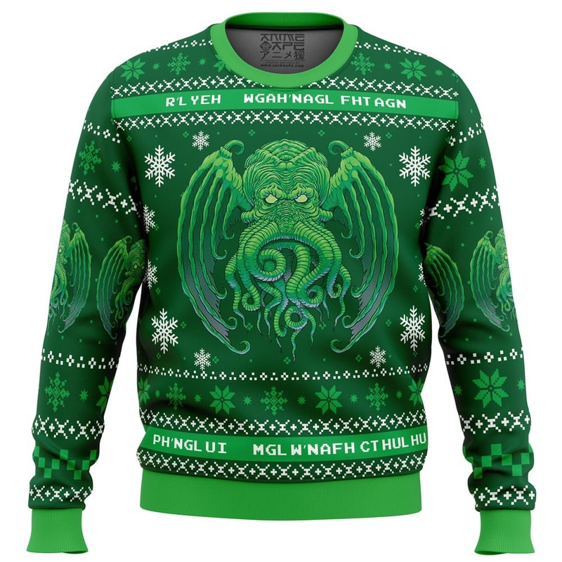 Cthulhu Cultist Christmas All Over Print Ugly Hoodie 3D Zip Hoodie 3D Ugly Christmas Sweater 3D Fleece Hoodie