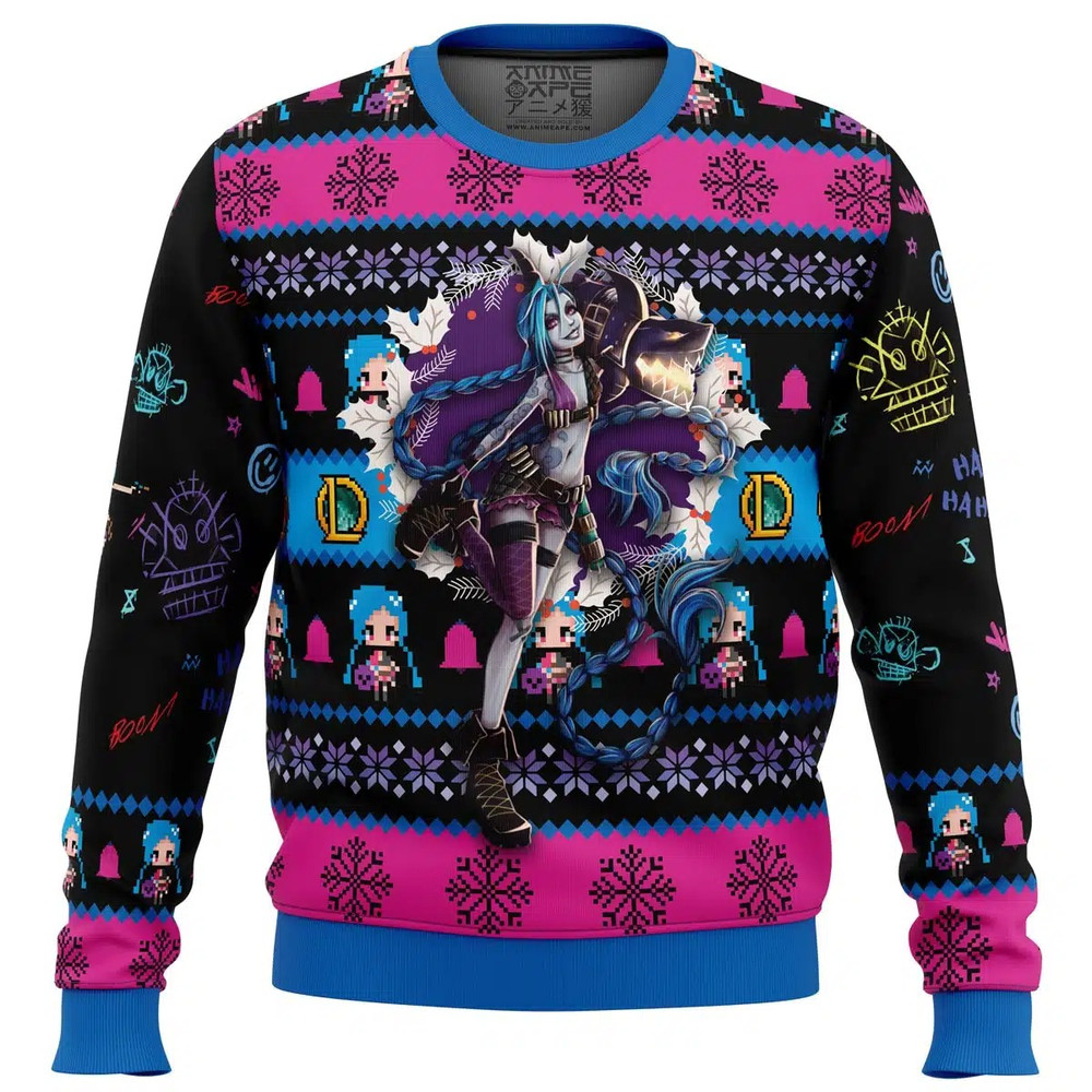 Jinx League of Legends All Over Print Ugly Hoodie 3D Zip Hoodie 3D Ugly Christmas Sweater 3D Fleece Hoodie