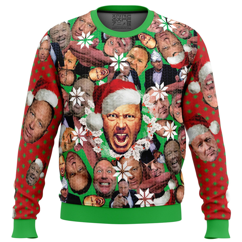 Alex Jones All Over Print Ugly Hoodie 3D Zip Hoodie 3D Ugly Christmas Sweater 3D Fleece Hoodie