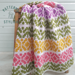 Crochet Floral Blanket Pattern with Overlay Mosaic Technique
