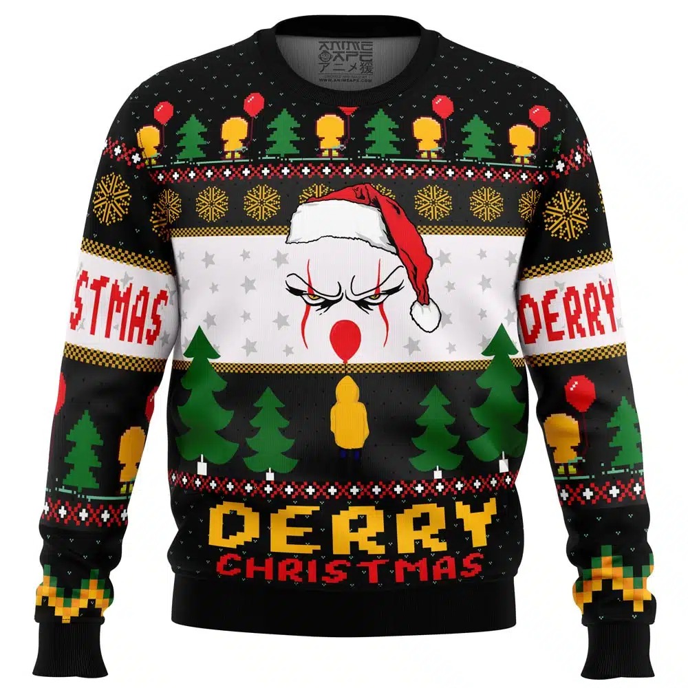 Derry Pennywise Christmas All Over Print Ugly Hoodie 3D Zip Hoodie 3D Ugly Christmas Sweater 3D Fleece Hoodie