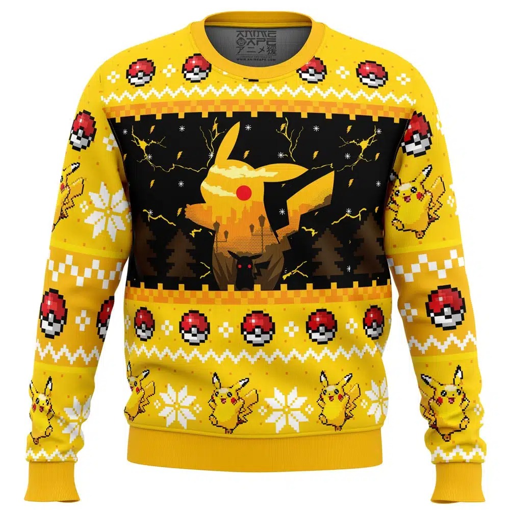 Electric Monster Pokemon All Over Print Ugly Hoodie 3D Zip Hoodie 3D Ugly Christmas Sweater 3D Fleece Hoodie