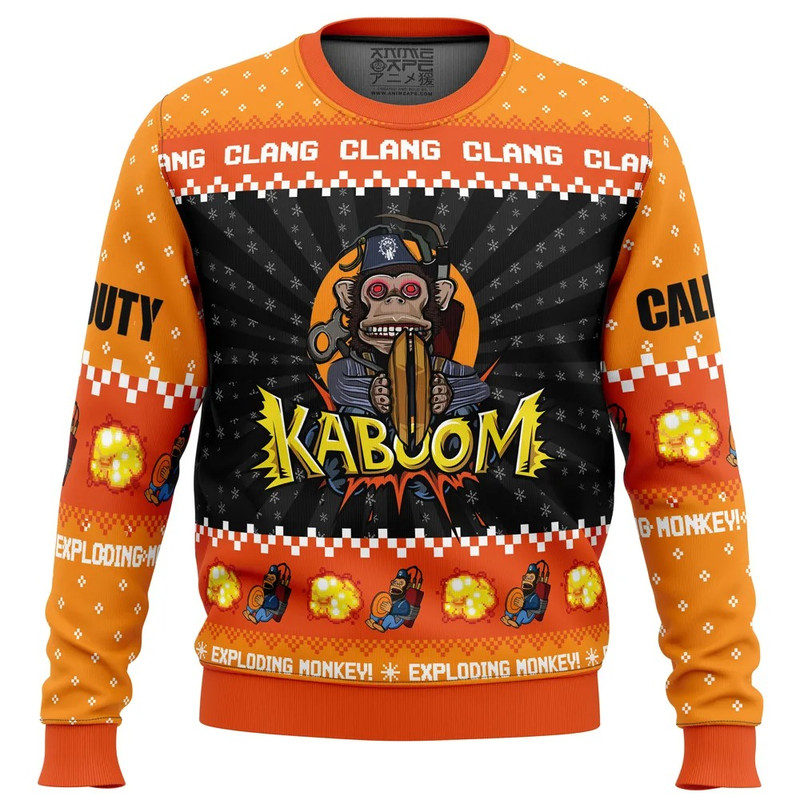 Monkey Bomb Call of Duty All Over Print Ugly Hoodie 3D Zip Hoodie 3D Ugly Christmas Sweater 3D Fleece Hoodie