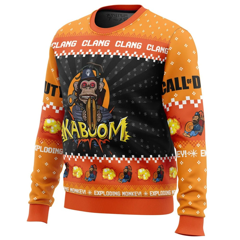 Monkey Bomb Call of Duty All Over Print Ugly Hoodie 3D Zip Hoodie 3D Ugly Christmas Sweater 3D Fleece Hoodie