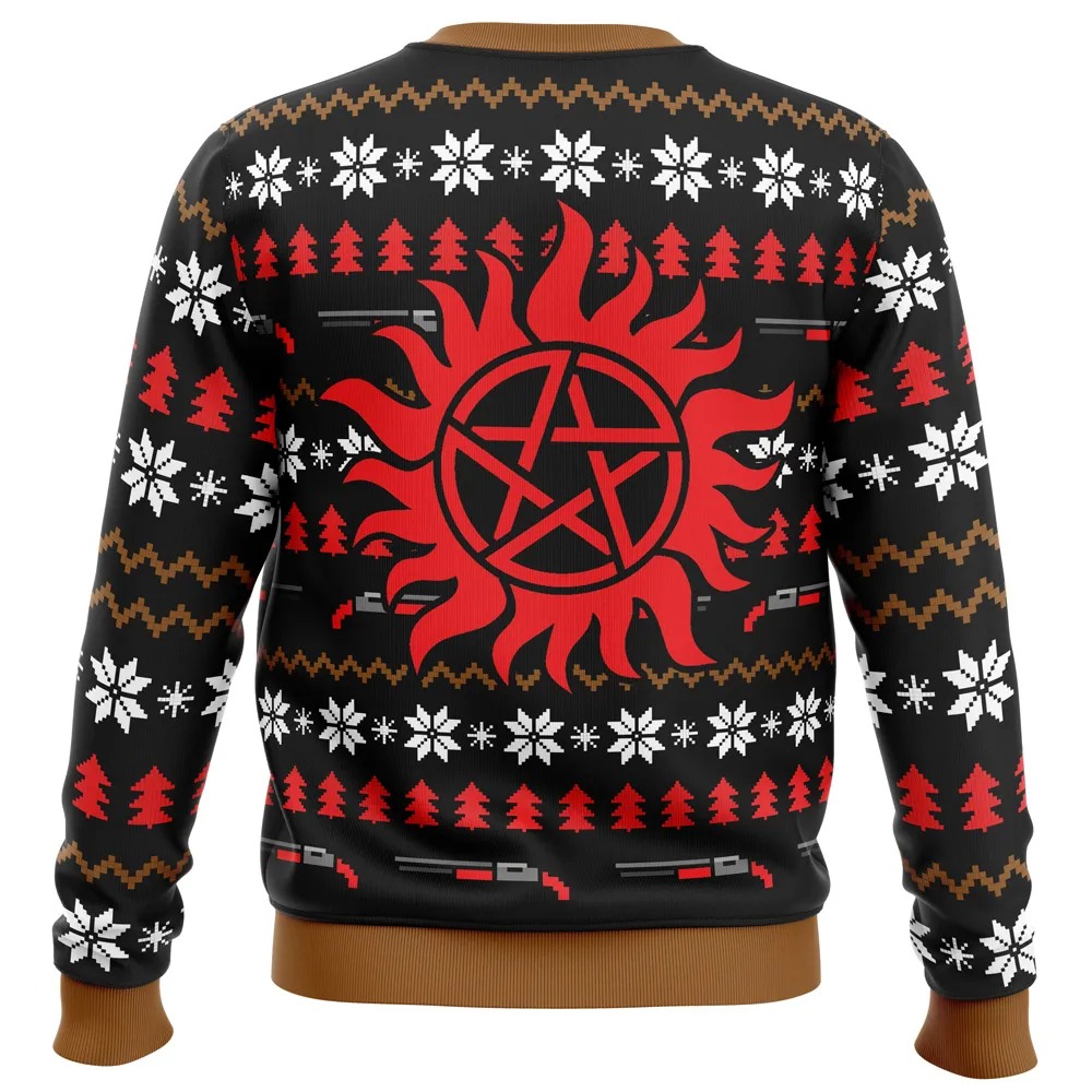 Christmas with the Winchesters Supernatural Ugly Hoodie 3D Zip Hoodie 3D Ugly Christmas Sweater 3D Fleece Hoodie
