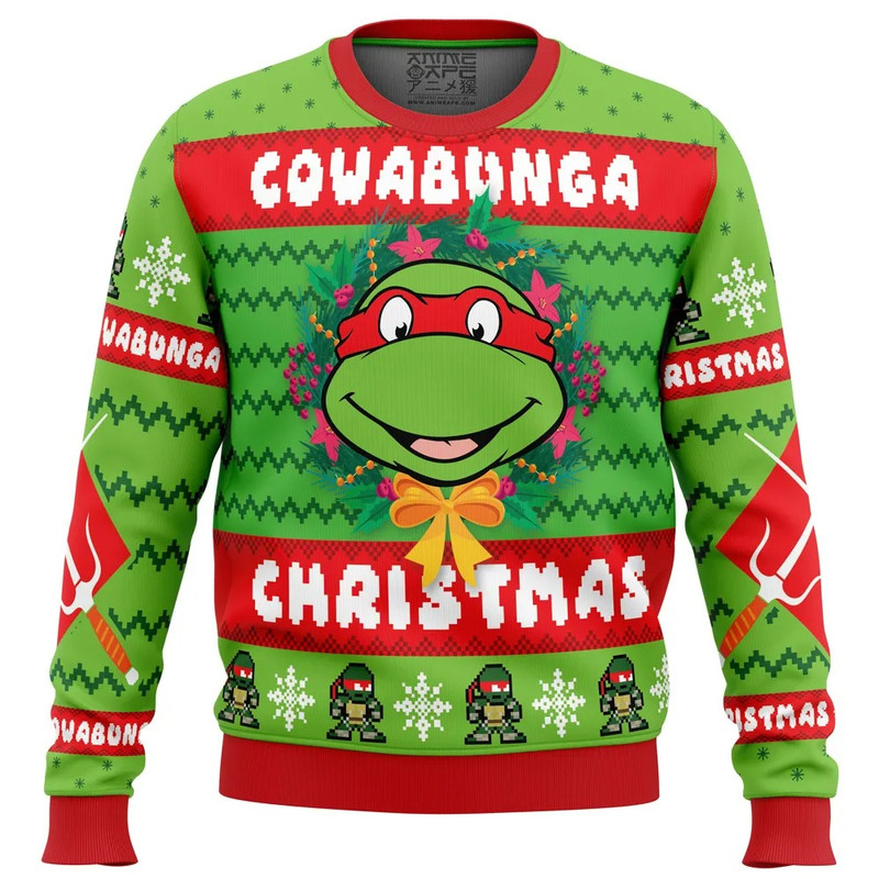 Christmas Teenage Mutant Ninja Turtles Ugly Hoodie 3D Zip Hoodie 3D Ugly Christmas Sweater 3D Fleece Hoodie