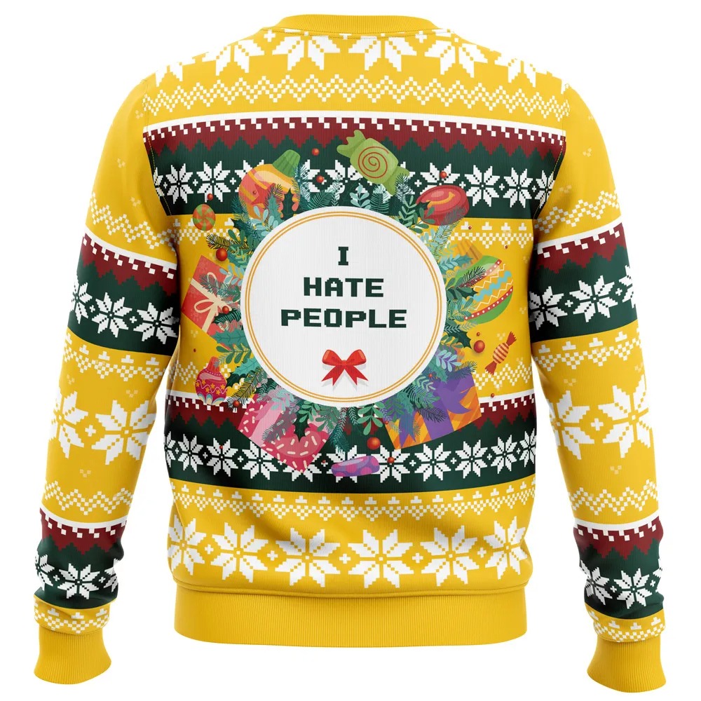 I Hate People Parody All Over Print Ugly Hoodie 3D Zip Hoodie 3D Ugly Christmas Sweater 3D Fleece Hoodie