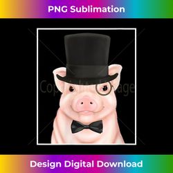 Womens Pig in a top hat, monocle, and bow tie V- - Sleek Sublimation PNG Download - Lively and Captivating Visuals