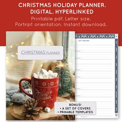 Christmas holiday planner. Event meal journal. Christmas gifts log. Holiday budget planning. Advent calendar for kids