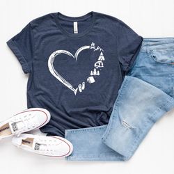 camp lover shirt, camping shirt, camping heart shirt, cute hiking shirt, adventure shirt, camper shirt