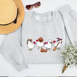 chicken halloween sweatshirt, women chicken sweatshirt, love chickens, chicken mom shirt, spooky season shirt, ghost fun