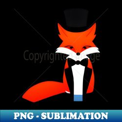 A whimsical fox wearing a top hat and bow tie - PNG Transparent Digital Download File for Sublimation - Fashionable and Fearless