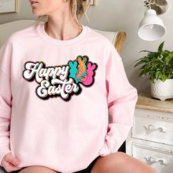 happy easter sweatshirt, easter holiday sweatshirt, peeps sweatshirt, leopard sweatshirt for easter, easter gift