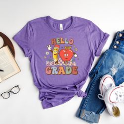 hello third grade shirt, back to school shirt, first day of school shirt, cute smiley shirt for third grade teacher, tea