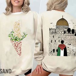 free palestine double-side sweatshirt, gaza palestine support sweatshirt, free gaza sweatshirt, end occupation palestine