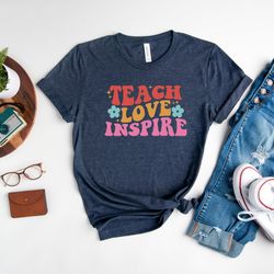 teach love inspire shirt, teacher shirt, teacher appreciation t-shirt, 2nd grade teacher tee, math teacher shirt, specia