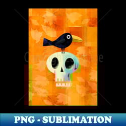 crow on skull - png transparent digital download file for sublimation - perfect for personalization