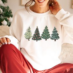 christmas tree sweatshirt, womens christmas sweater, christmas pullover, holiday sweaters, winter sweatshirt
