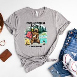 drunkest bunch of assholes this side of the campground, camping shirt, drunkest camp shirt, beer drinking bear shirt