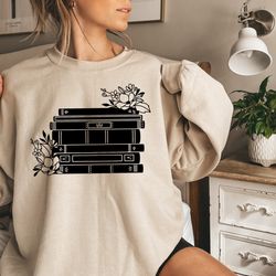 floral books sweatshirt, book lover sweatshirt, book nerd sweatshirt, bookworm sweatshirt, introvert sweatshirt, gift fo