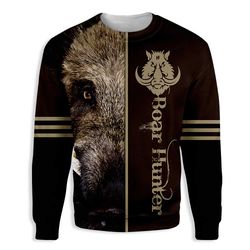 boar hunter all over print sweatshirt, unique hunting sweatshirt, gift for hunters