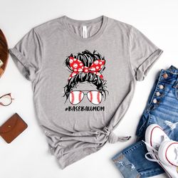 messy bun baseball mom shirt, baseball shirt for women, game day shirt, t-mom shirt, baseball season t-shirt, sports mom