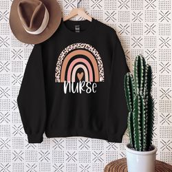rainbow nurse sweatshirt, nurses week sweatshirt, leopard  sweatshirt, nursing school sweatshirt, gift for nurse student