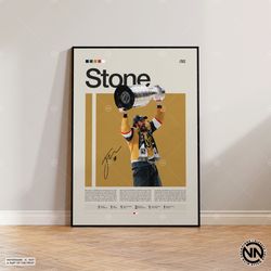 mark stone poster, vegas golden knights poster, nhl poster, hockey poster, sports poster, mid-century modern, sports bed