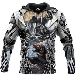 boar hunting 3d all over printed hoodie m161105