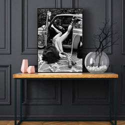 home bar decor, black and white woman falling poster, coffee bar decor, alcohol poster, funny bar art, feminist art prin