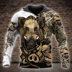 boar hunting 3d all over printed hoodie x071277