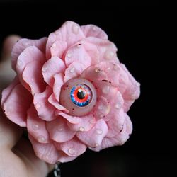 Creepy jewelry Wild pink flower pendant Goth style