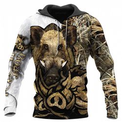 boar hunting all over printed hoodie bt041274
