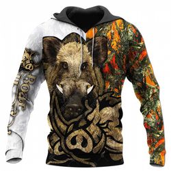 boar hunting all over printed hoodie bt041277