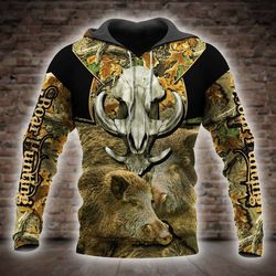 boar hunting all over printed hoodie x231273