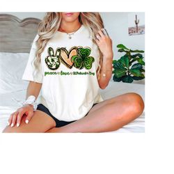 peace love st pattys day shirt, peace love patty's day clover, st. patrick's day shirt, shamrock shirt, peace love st pa