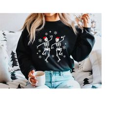 skeleton dancing christmas sweatshirt, skeleton dance sweatshirt, christmas lights sweatshirt, skull christmas sweatshir