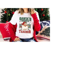santa's favorite teacher shirt, christmas teacher shirt, christmas gift for teacher shirt, santa's best teacher shirt, t