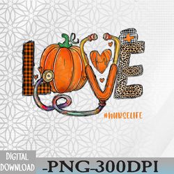love nurse pumpkin leopard fall halloween thanksgiving png, digital download