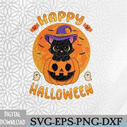 halloween black cat witch hat pumpkin svg, eps, png, dxf, digital download