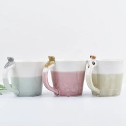 japanese 3d cat ceramic cup - pink cartoon cat coffee mug - cute creative drinkware