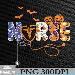 halloween nurse nursing cute health worker halloween pattern png, digital download