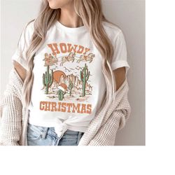 santa howdy christmas shirt, retro western cowboy howdy christmas graphic shirt, vintage western christmas shirt, cowboy