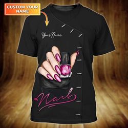 hustler nail custom 3d shirt: stylish t-shirt for women nail technicians